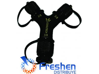 Adaptador Conector en Y Cooltech 2 x 3/8FM + 1 x 3/8 FH  apto Vacio y Recuperación