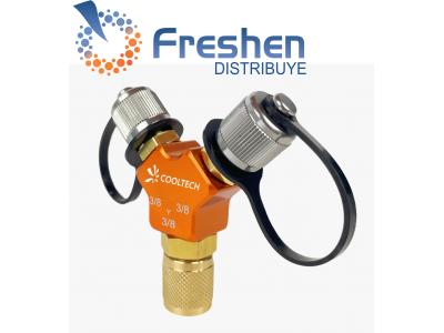 Adaptador Conector en Y  Cooltech Premium 2 x 3/8 FM + 1 x 3/8 FH Mod BFY-38A  apto Vacio y Recuperación