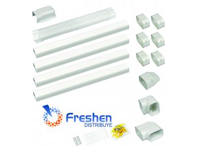 KIT de CABLE CANAL 4 X 1MT  + ACCESORIOS (toma pared  + curva plana regulable + codo a 90*  + flexible 50 cm + puntera))