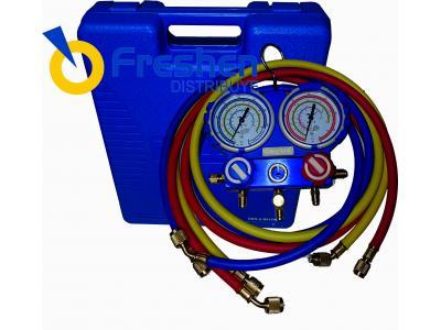 Manifold VALUE R-32 R-410 R-404 R-134 con maletín y Mangueras 120 VMG-2-R32