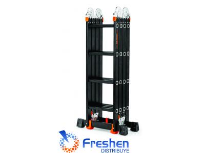 Escalera De Aluminio Articulada 4x4  5 MT  COOLTECH Hasta 150kg Negra  HVJ-44T Peso 13.6kg